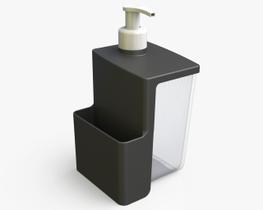 Porta detergente e esponja 500 ml sky preto com pump branco dispenser p/saboneteira Porta detergente e esponja 500 ml sky preto com pump branco dispenser p/saboneteira