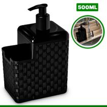 Porta Detergente E Esponja 500Ml Dispenser Com Bico Dosador Rattan Preto 25775 - Utilika Distribuidora