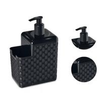 Porta Detergente e Esponja C/Bico Dosador Rattan Preto