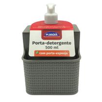 Porta Detergente E Esponja Cinza Cozinha Plasútil 500 ML