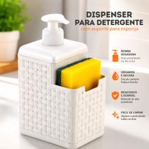 Porta Detergente e Esponja com Bico Dosador Rattan Branco Porta Detergente e Esponja com Bico Dosador Rattan Branco