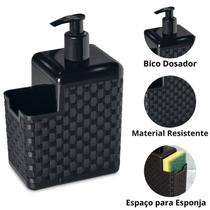 Porta Detergente E Esponja Com Bico Dosador Rattan Preto