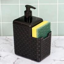 Porta Detergente E Esponja Com Bico Dosador Rattan Preto - ARQPLAST