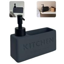 Porta Detergente e Esponja Em Cerâmica 380ml Soft Touch Cinza Wolff