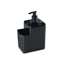 Porta Detergente e Esponja Preto com Bico Dosador Preto