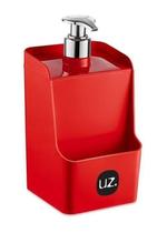 Porta Detergente E Esponja Slim 500Ml Dispenser Uz Vermelho