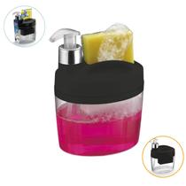 Porta Detergente Esponja Dispenser De Alcool Gel Pia Preto