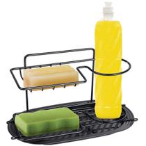 Porta Detergente Esponja Preto Suporte Aramado Pia ou Parede de Cozinha Porta Detergente Esponja Preto Suporte Aramado Pia ou Parede de Cozinha