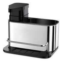 Porta Detergente Inox Dispenser Esponja Bucha Cozinha Pia