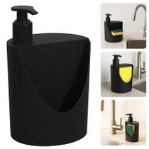 Porta Detergente Líquido Bucha Bico Dosador 600ml Pia Cozinha Suporte Esponja Preto Fosco