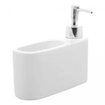 Porta Detergente Líquido de Cerâmica com Suporte para Esponja Branco Lyor