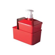 Porta Detergente Quadrado Com Rodinho Vermelho Plasútil