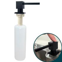 Porta Detergente quadrado Preto Fosco Sabão aço Inox 304 500ml Dispenser dosador bico reto Bancada de embutir cozinha porta sabonete liquido