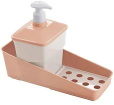 Porta Detergente Suporte Esponja Sabão Cozinha Luxo Salmão - Plasutil