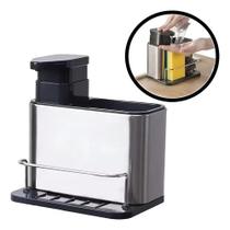 Porta Detergente Utensílio Em Inox 3 Em 1 Dispenser De Sabão Porta Detergente Utensílio Em Inox 3 Em 1 Dispenser De Sabão