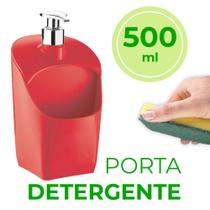 Porta Detergente Vermelho Com Suporte Para Esponja 500ml - UZ
