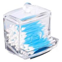 Porta dispenser Cotonetes e algodão mini de Plástico com tampa 8,7x7x9