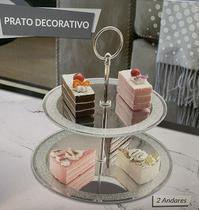 Porta Doce Bala Prato Decorativo Espelho - Baleiro 2 Andares Luxo