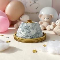 Porta Doce Cloche Cerâmica Cinza Mesa Buffet Festa Infantil
