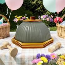 Porta Doce Cloche de Madeira Cerâmica Festa Infantil Colors Porta Doce Cloche de Madeira Cerâmica Festa Infantil Colors