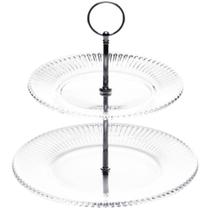 Porta Doces 2 Andares Cristal Renaissance 22,8x25cm Prato Duplo Lyor Cupcakes Salgados