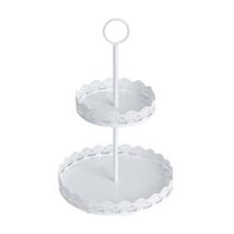 Porta Doces 2 Andares De Ferro 28.5Cm Branco Bon Gourmet