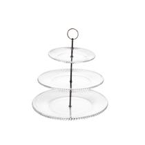 Porta Doces 3 Andares de Cristal Renaissance 18,5cm/26,5cm/31,5cm x 35,5cm 7096- Lyor