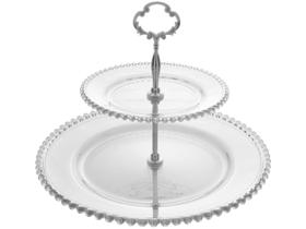 Porta Doces de Cristal 2 Andares Pearl 19,5/32 x 24 cm Wolff