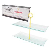Porta Doces de Vidro Retangular 30x13x2cm C/2 Bandejas - CIM