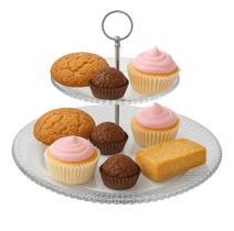 Porta Doces E Petiscos 2 Andares Mesa De Cristal 31,5cm Lyor