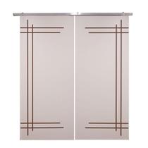 Porta Dupla Branco Prime Frisada Kit Alumínio F05 - 210x180 Porta Dupla Branco Prime Frisada Kit Alumínio F05 - 210x180