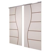 Porta Dupla Branco Prime Frisada Kit Alumínio F07 - 210x140 Porta Dupla Branco Prime Frisada Kit Alumínio F07 - 210x140