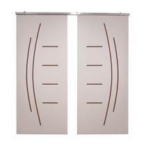 Porta Dupla Branco Prime Frisada Kit Alumínio F08 - Smile - 210x120 Porta Dupla Branco Prime Frisada Kit Alumínio F08 - Smile - 210x120