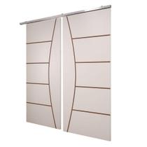 Porta Dupla Branco Prime Frisada Kit Alumínio F09 - 210x180 Porta Dupla Branco Prime Frisada Kit Alumínio F09 - 210x180