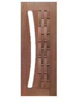 Porta Entrada Maciça Pivotante Couro Longo para Vidro Arco