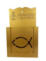 Porta Envelope Para Dízimo e Ofertas MDF Dourado - 23x13x6 cm