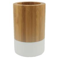 Porta escova bamboo duo 7 x 11cm branco