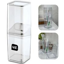 Porta Escova Com Tampa Slim Transparente Translucido De Plastico Uz