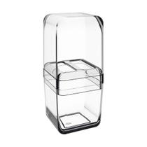 Porta-escova Cube Com Tampa 8,5 X 8,5 X 19,5 Cm Cristal Coza