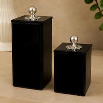 Porta Escova De Dente C/ Tampa 20x7 + Porta Algodão Cotonete 10x7 De Vidro