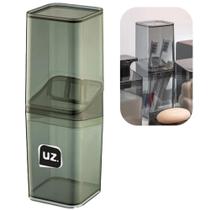 Porta Escova de Dente c/ Tampa Slim Banheiro Creme Pasta