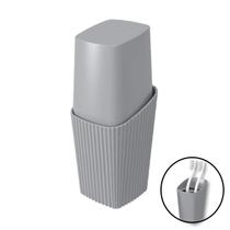 Porta Escova De Dente Creme Dental Com Tampa New Square Cinza Banheiro - 10450 Coza Porta Escova De Dente Creme Dental Com Tampa New Square Cinza Banheiro - 10450 Coza