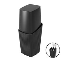 Porta Escova De Dente Creme Dental Com Tampa New Square Preto Banheiro - 10450 Coza Porta Escova De Dente Creme Dental Com Tampa New Square Preto Banheiro - 10450 Coza