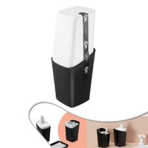 Porta Escova De Dente Creme Dental Com Tampa Pia Banheiro Preto - 10421 Coza Porta Escova De Dente Creme Dental Com Tampa Pia Banheiro Preto - 10421 Coza