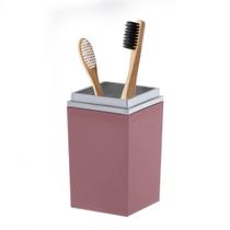 Porta Escova De Dente Para Banheiro Modelo Quadratta Cor Rose