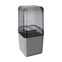 Porta Escova De Dentes Cube Com Tampa Cinza Fumê Coza