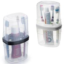 Porta escova dental de pia de plastico com tampa 20,2x11,5x8,9cm