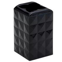Porta Escova Diamante em Plástico PP Acabamento Lapidado Preto Arthi Porta Escova Diamante em Plástico PP Acabamento Lapidado Preto Arthi