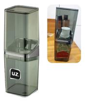 Porta Escova E Creme Dental C/Tampa Slim Onix Translucido Acrílico Luxo UZ