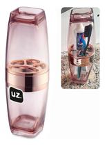 Porta Escova E Pasta de Dente Com Tampa Premium Rose Acrílico Luxo Banheiro UZ